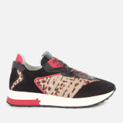 Image of Ash Women's Tiger Suede/Nylon Running Style Trainers - Black/Red/Leopard - UK