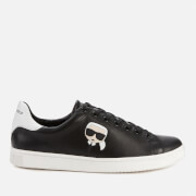 Image of Karl Lagerfeld Men's Kourt Karl Ikonic 3D Lace Leather Trainers - Black - UK 6