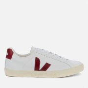 Image of Veja Men's Esplar Logo Leather Trainers - Extra White/Marsala - UK 8
