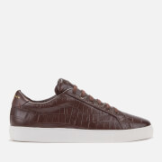 Image of Kurt Geiger London Men's Donnie Croc Leather Low Top Trainers - Brown - UK 8