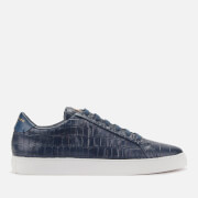 Image of Kurt Geiger London Men's Donnie Croc Leather Low Top Trainers - Navy - UK 7