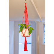Image of Kikkerland Red Macrame + Cement Planter