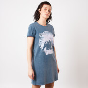Image of The Thing Man Is The Warmest Place To Hide Women's T-Shirt Dress - Navy Acid Wash - XS