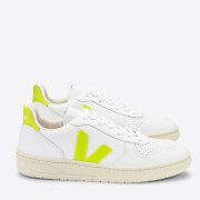 Image of Veja Men's V-10 Leather Trainers - Extra White Jau Fl - UK 8
