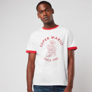 Image of Nintendo Super Mario Unisex Ringer T-Shirt - White/Red - XS - White