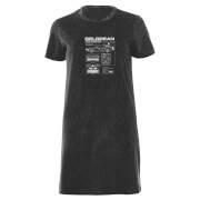 Image of Back To The Future Delorian Women's T-Shirt Dress - Black Acid Wash - XS - Black Acid Wash