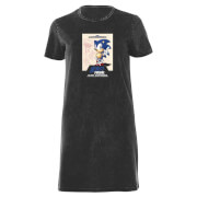 Image of Sega Sonic Women's T-Shirt Dress - Black Acid Wash - XS - Black Acid Wash