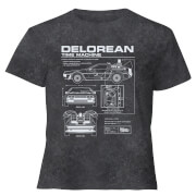 Image of Back To The Future Delorean - Women's Cropped T-Shirt - Black Acid Wash - XS - Black Acid Wash