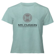 Image of Back To The Future Mr Fusion - Women's Cropped T-Shirt - Mint Acid Wash - XS - Mint Acid Wash