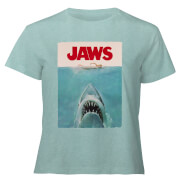 Image of Jaws Classic Poster - Women's Cropped T-Shirt - Mint Acid Wash - XS - Mint Acid Wash