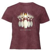 Image of The Big Lebowski Pin Girls - Women's Cropped T-Shirt - Burgundy Acid Wash - XS - Burgundy Acid Wash