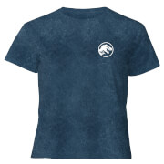 Image of Jurassic Park Primal Limited Variant Ranger Logo - Women's Cropped T-Shirt - Navy Acid Wash - XS - Navy Acid Wash