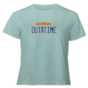 Image of Back To The Future Outatime Plate - Women's Cropped T-Shirt - Mint Acid Wash - XS - Mint Acid Wash