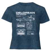 Image of Back To The Future Delorean - Women's Cropped T-Shirt - Navy Acid Wash - XS - Navy Acid Wash