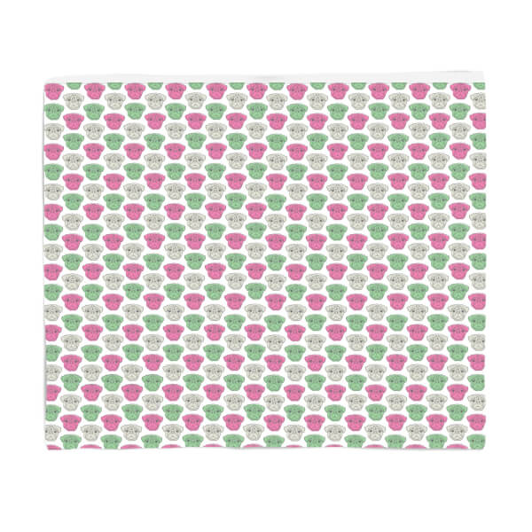 Multi Pastel Pugs Fleece Blanket