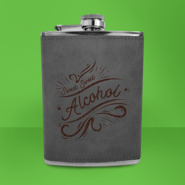 Sweet Sweet Alcohol Engraved Hip Flask - Grey