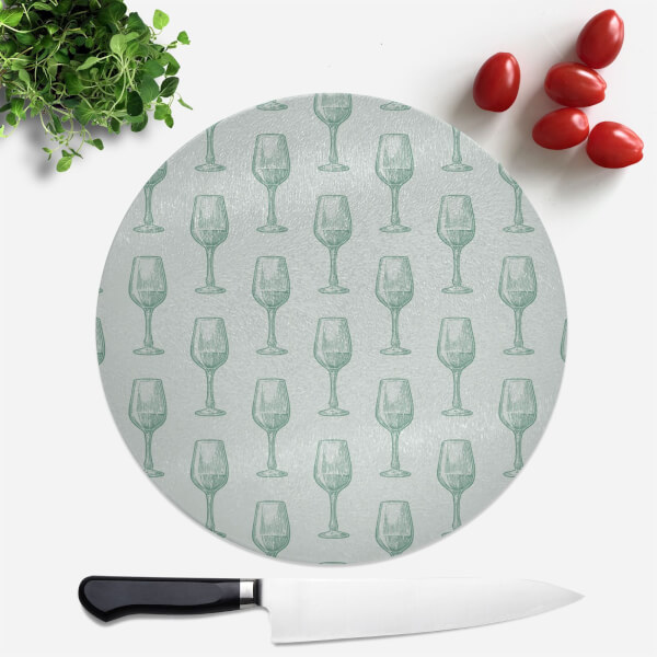 Wine Glass Pattern Round Chopping Board