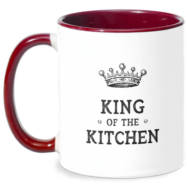 King Of The Kitchen Mug - White/Burgundy