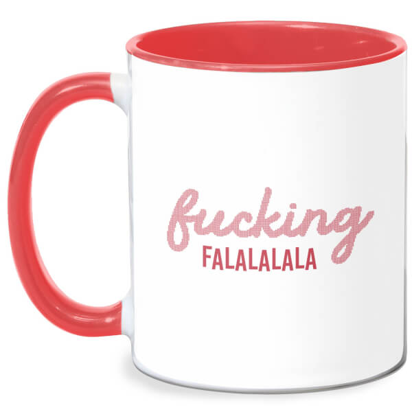 Cross Stitch Fucking Falalalalalala Mug - White/Red