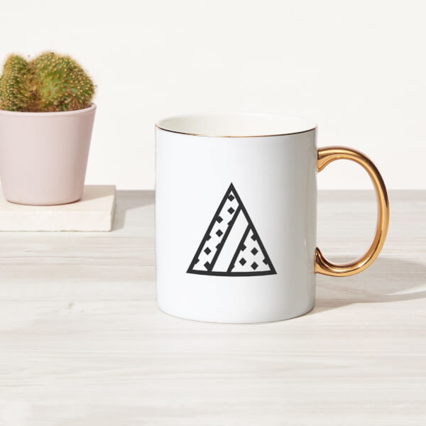 Stylised Letter Bone China Gold Handle Mug - A