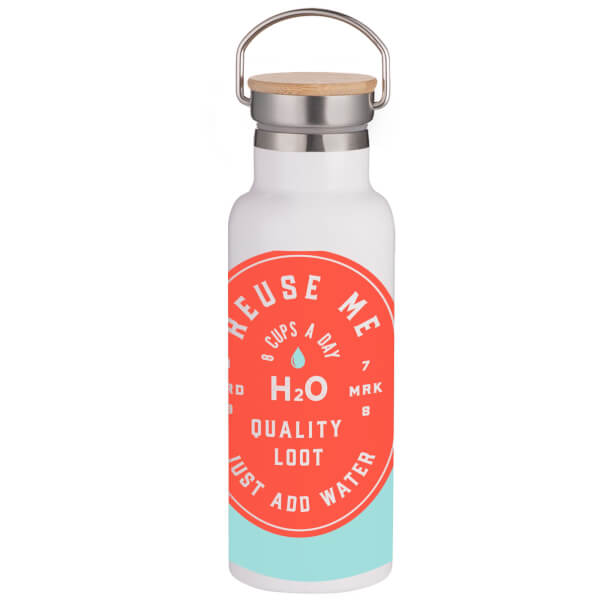 Reuse Me Just Add Water Portable Insulated Water Bottle - White