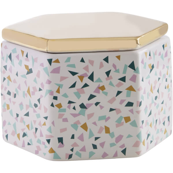 Gozo Ceramic Jar | Gold Finish Lid| Damen