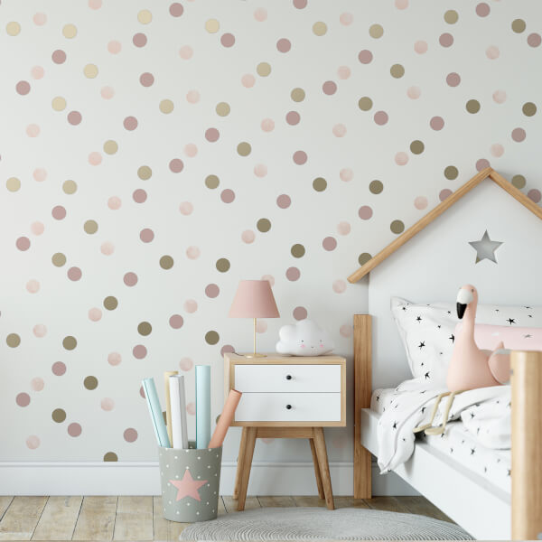 Superfresco Easy Pink/Gold Dotty Polka Wallpaper| 