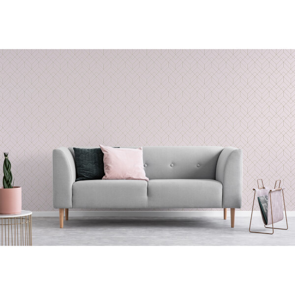 Superfresco Easy Pink Losanges Filaires Geometric Metallic Wallpaper| 