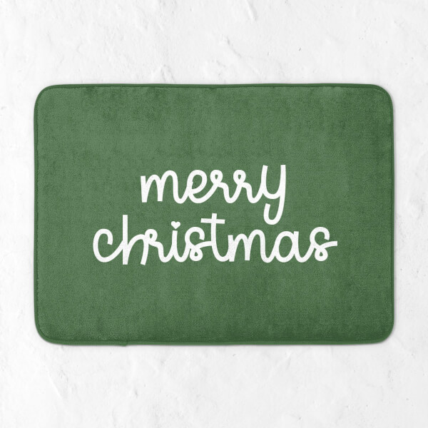 Swirly Merry Christmas Bath Mat