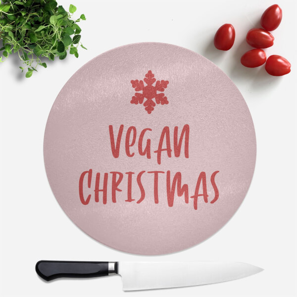 Vegan Christmas Pink Round Chopping Board