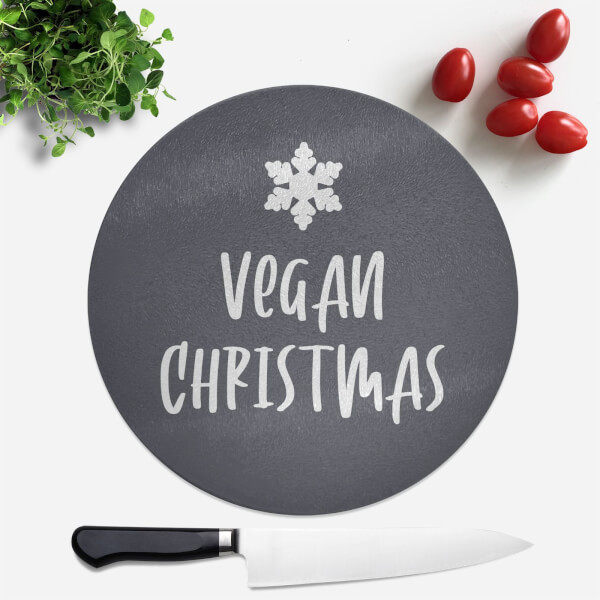 Vegan Christmas Navy Round Chopping Board