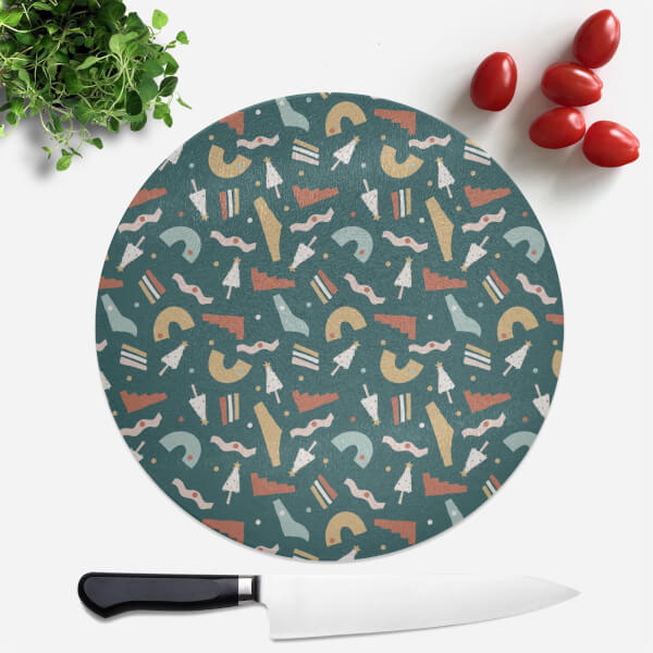 Christmas Pattern Round Chopping Board