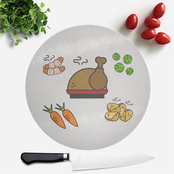 Christmas Dinner Round Chopping Board