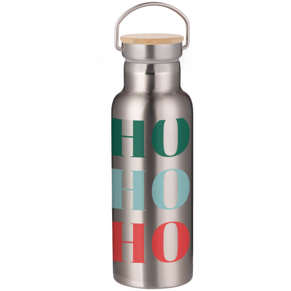 Ho Ho Ho Portable Insulated Water Bottle - Steel