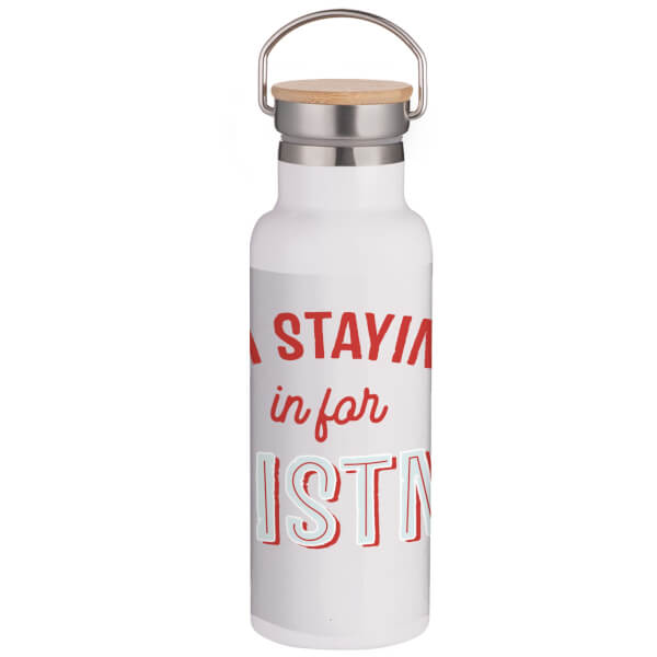 I'm Staying In For Christmas Portable Insulated Water Bottle - White