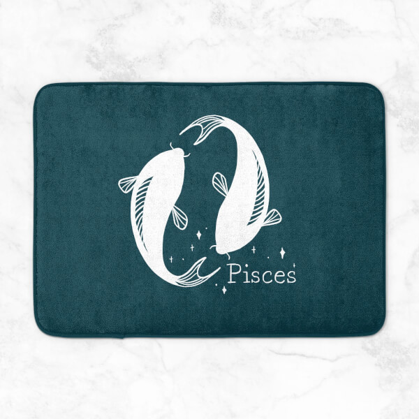 Navy Pisces Bath Mat