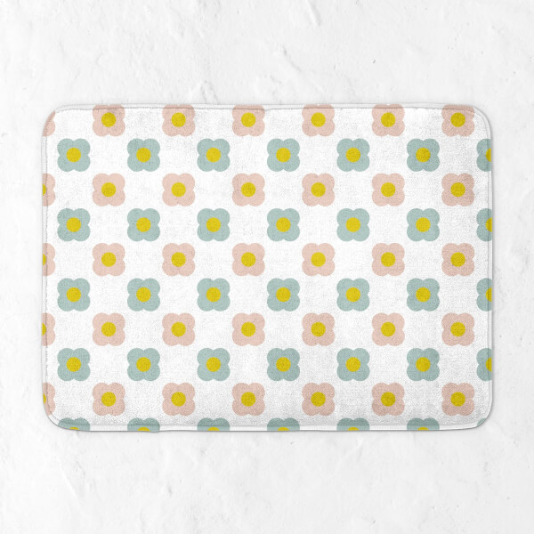 60s Flower Pastels Bath Mat