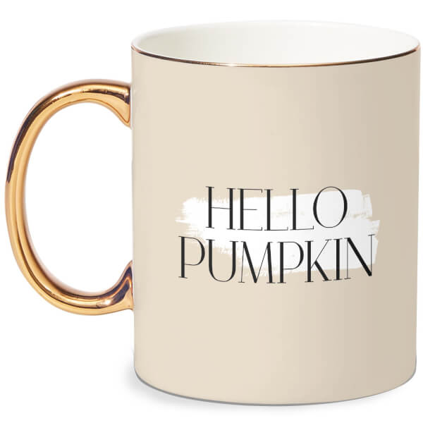 Hello Pumpkin Bone China Gold Handle Mug