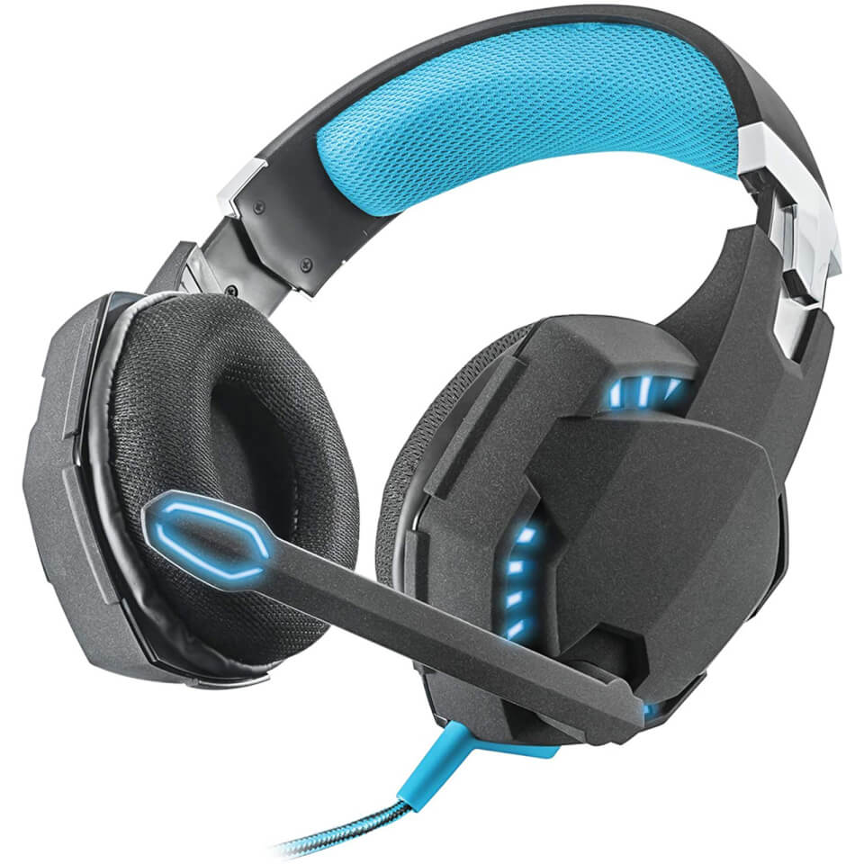Computer Hardware And Software Trust Gaming Gxt 363 Bass Vibration Illuminated 7 1 Gaming Headset For Pc And Laptop Black Blue