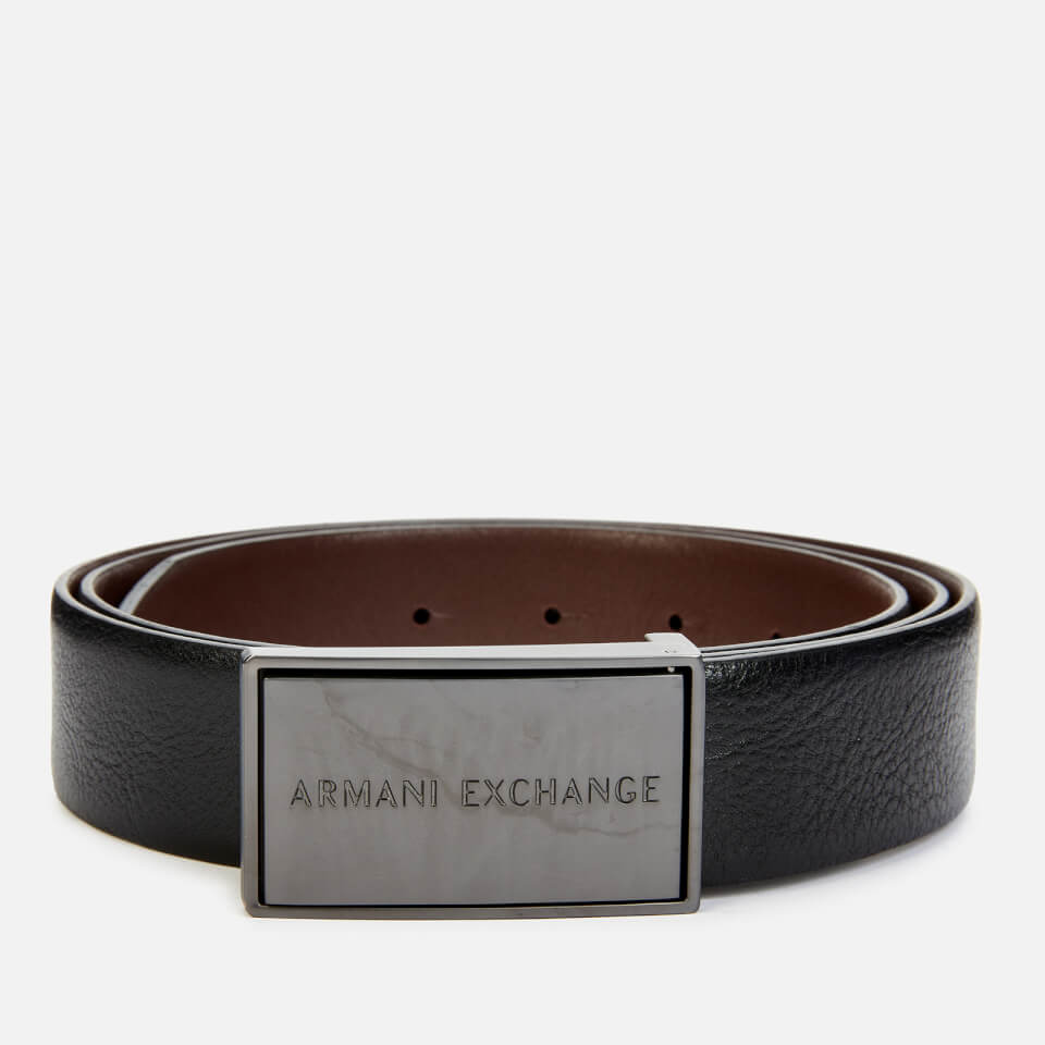 Armani Exchange Men's Solid Buckle Belt - Black