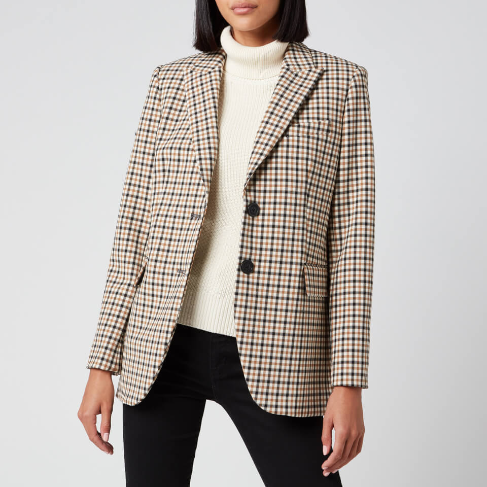 MICHAEL MICHAEL KORS Women's Airy Check Blazer - Bone - UK 8