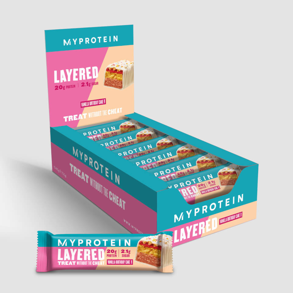 6 Layer Protein Bar – 12 x 60g – Vanilla Birthday Cake – NEW