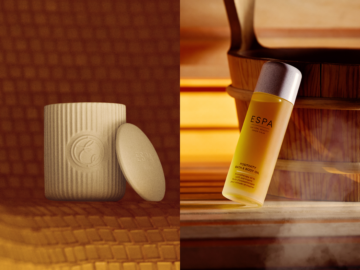 Collage of Positivity Candle and Bath & Body Oil