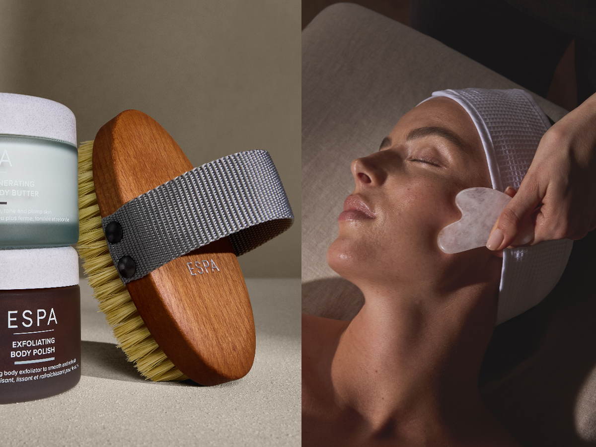 Collage of Body Brush and Gua Sha Tool