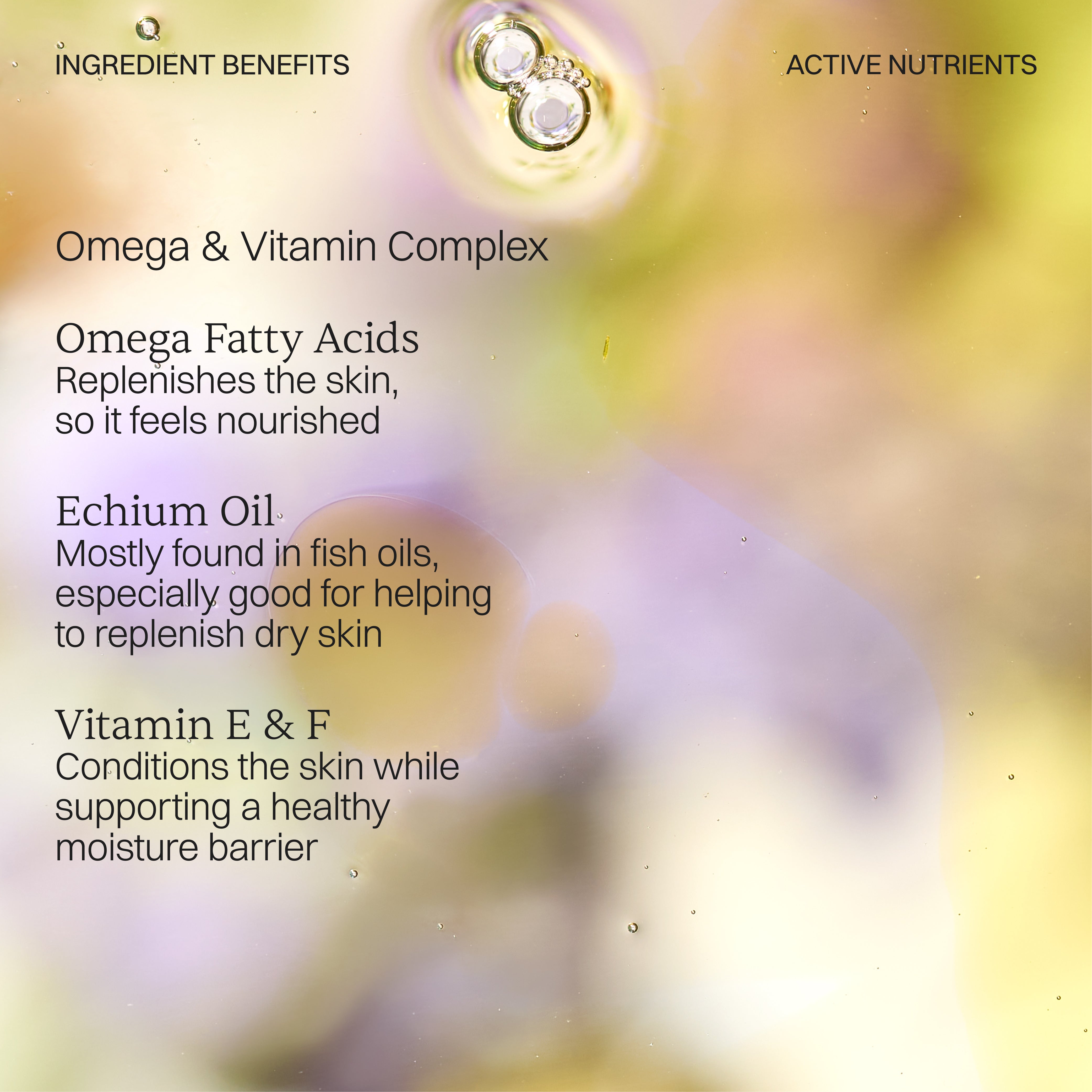 Omega & Vitamin Complex. Omega Fatty Acids, Echium Oil and Vitamin E & F