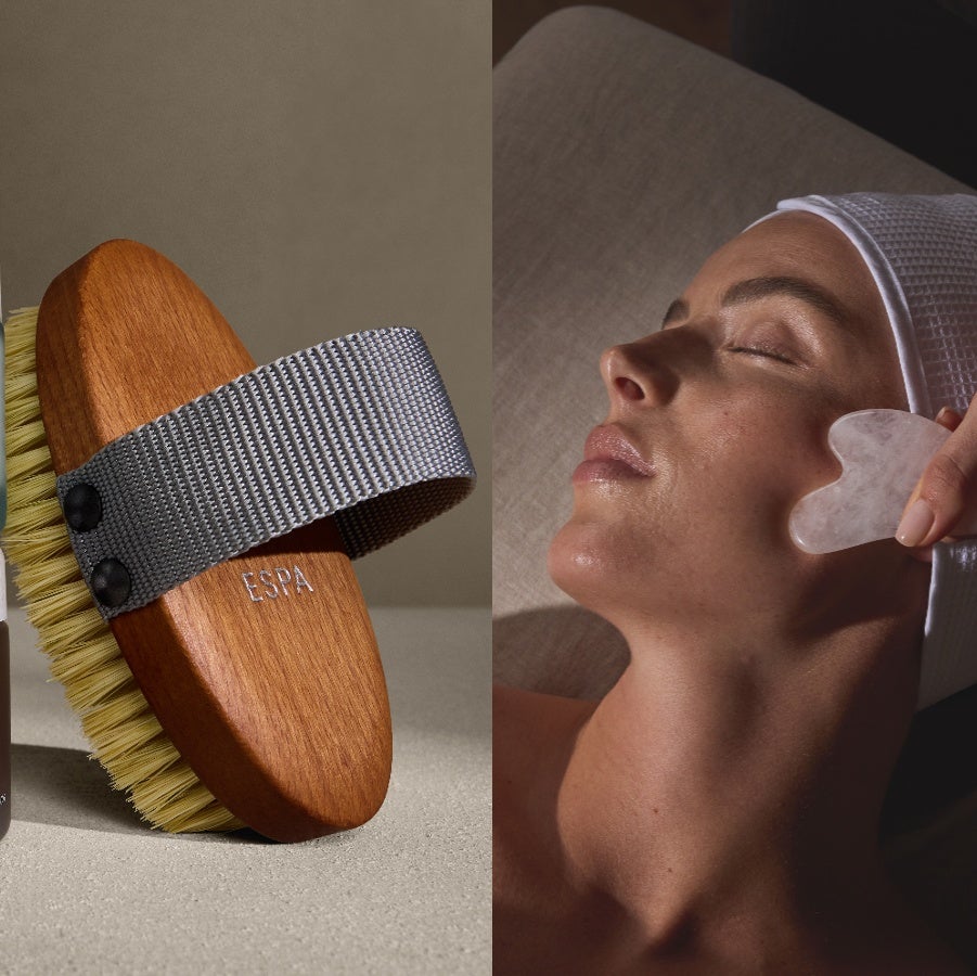 collage of body brush