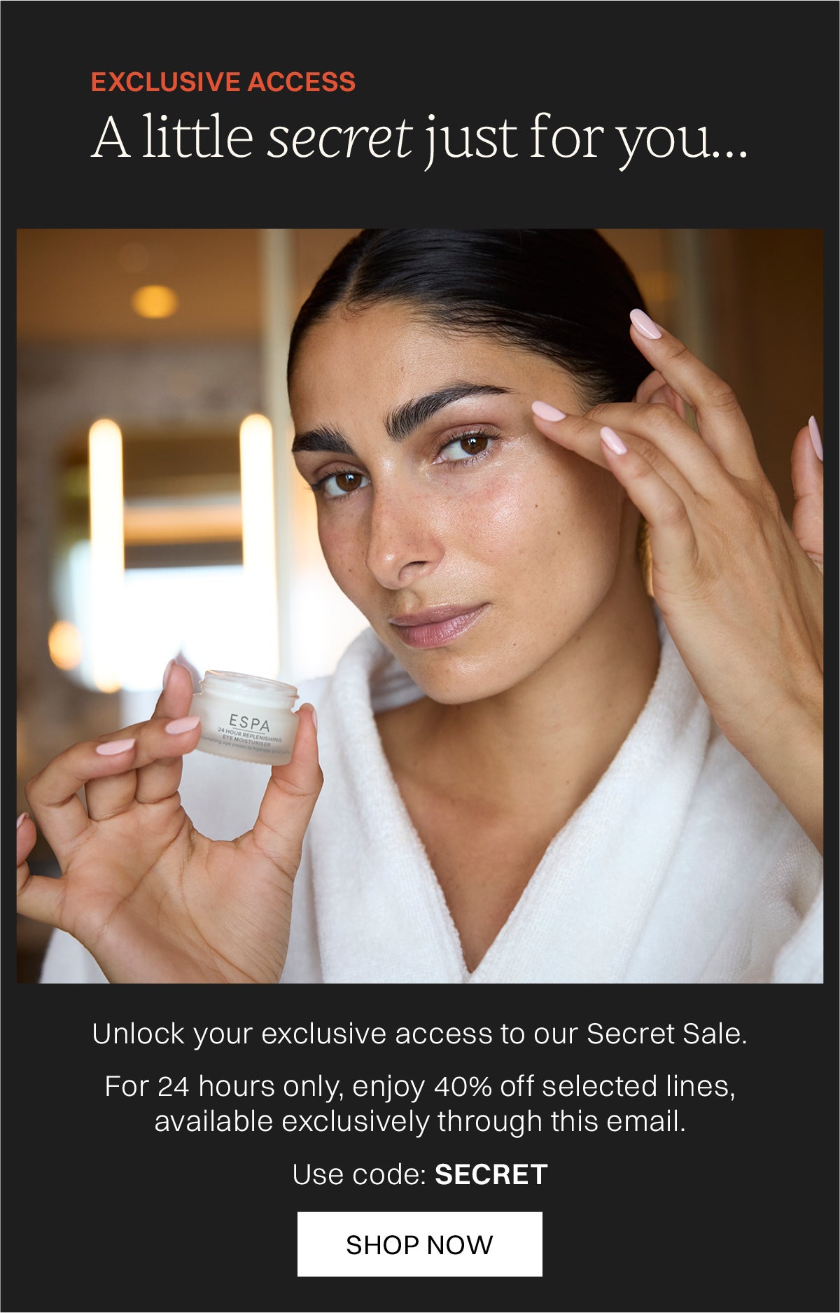 its our secret sale shop 40 percent off  selected lines