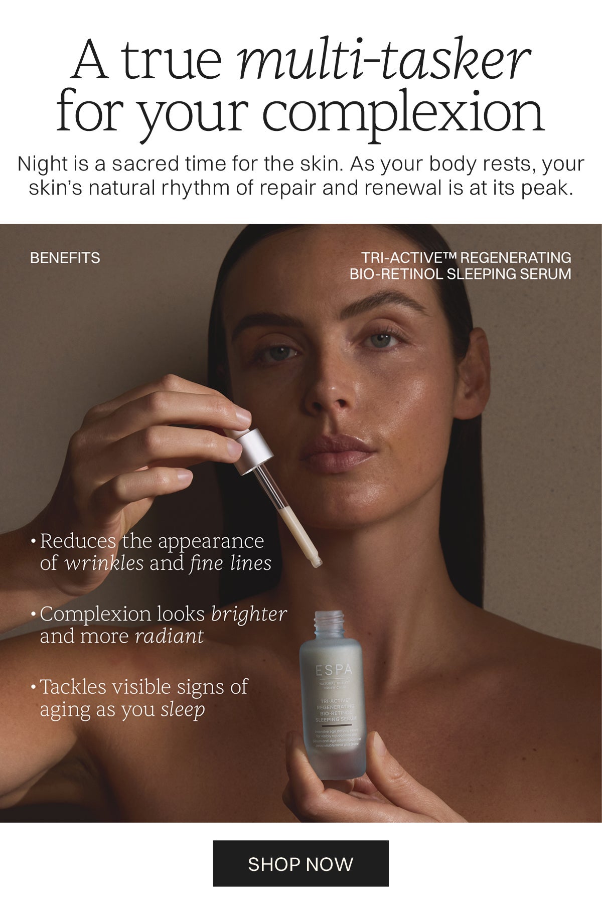 image of model holding the regenerating bio retinol sleeping serum