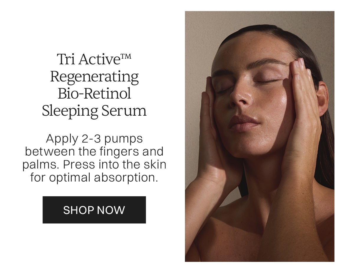 image of model applying the tri active regenerating bio retinol sleeping serum