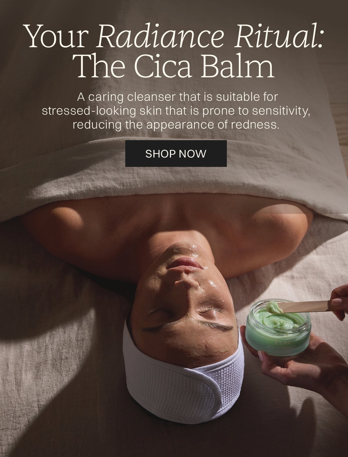 espa image of model and cica cleansing balm